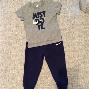 Nike Kids Gray Tee and Navy Joggers Set